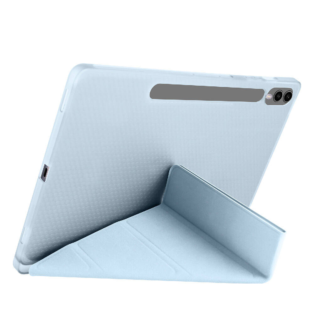 Galaxy Tab S10 Plus Kılıf Zore Tri Folding Kalem Bölmeli Standlı Kılıf Mavi