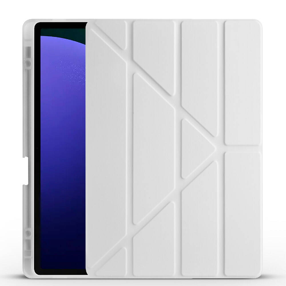 Galaxy Tab S10 Plus Kılıf Zore Tri Folding Kalem Bölmeli Standlı Kılıf Gri
