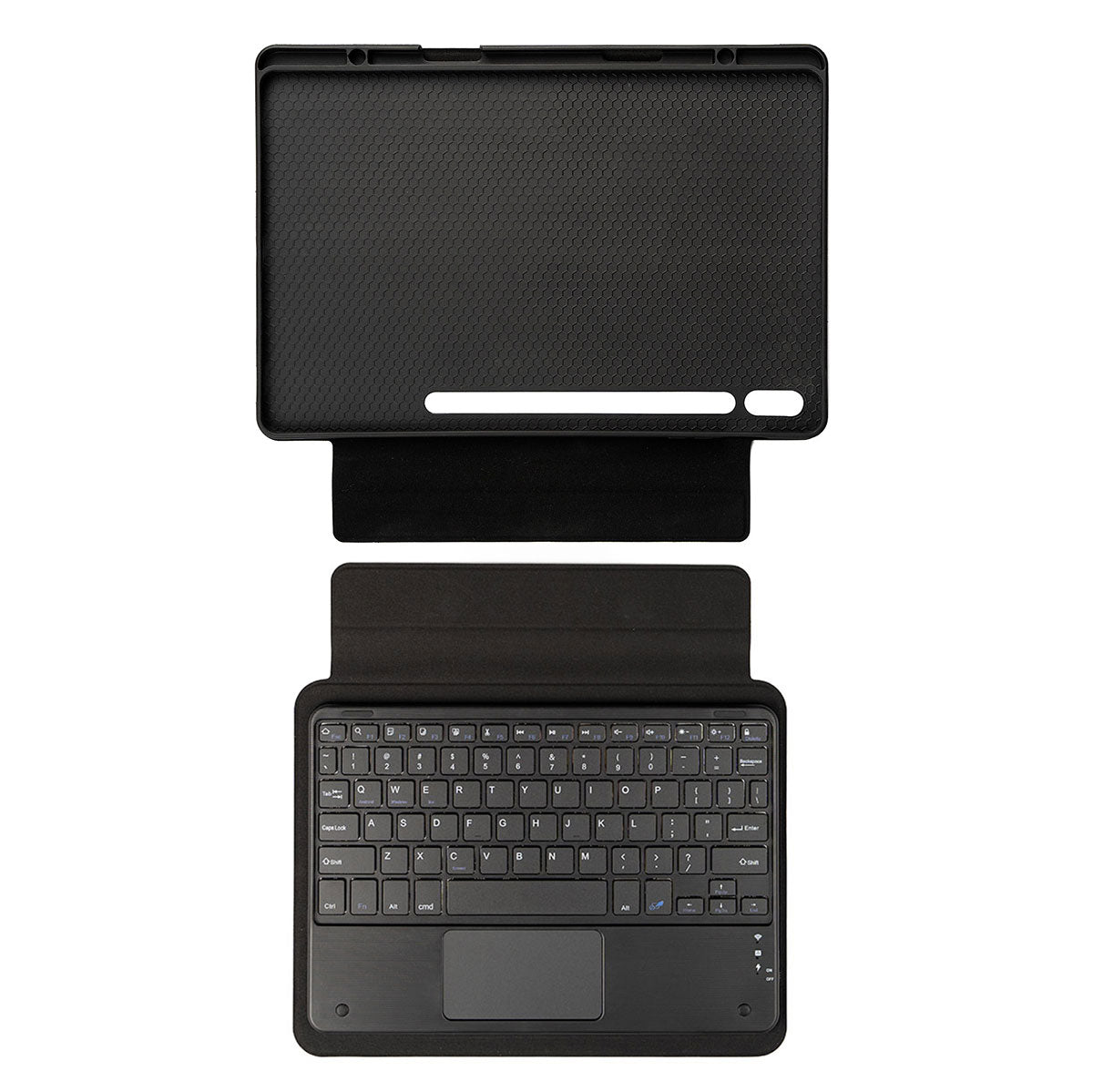 Galaxy Tab S10 Zore Border Keyboard Bluetooh Bağlantılı Standlı Klavyeli Tablet Kılıfı Siyah