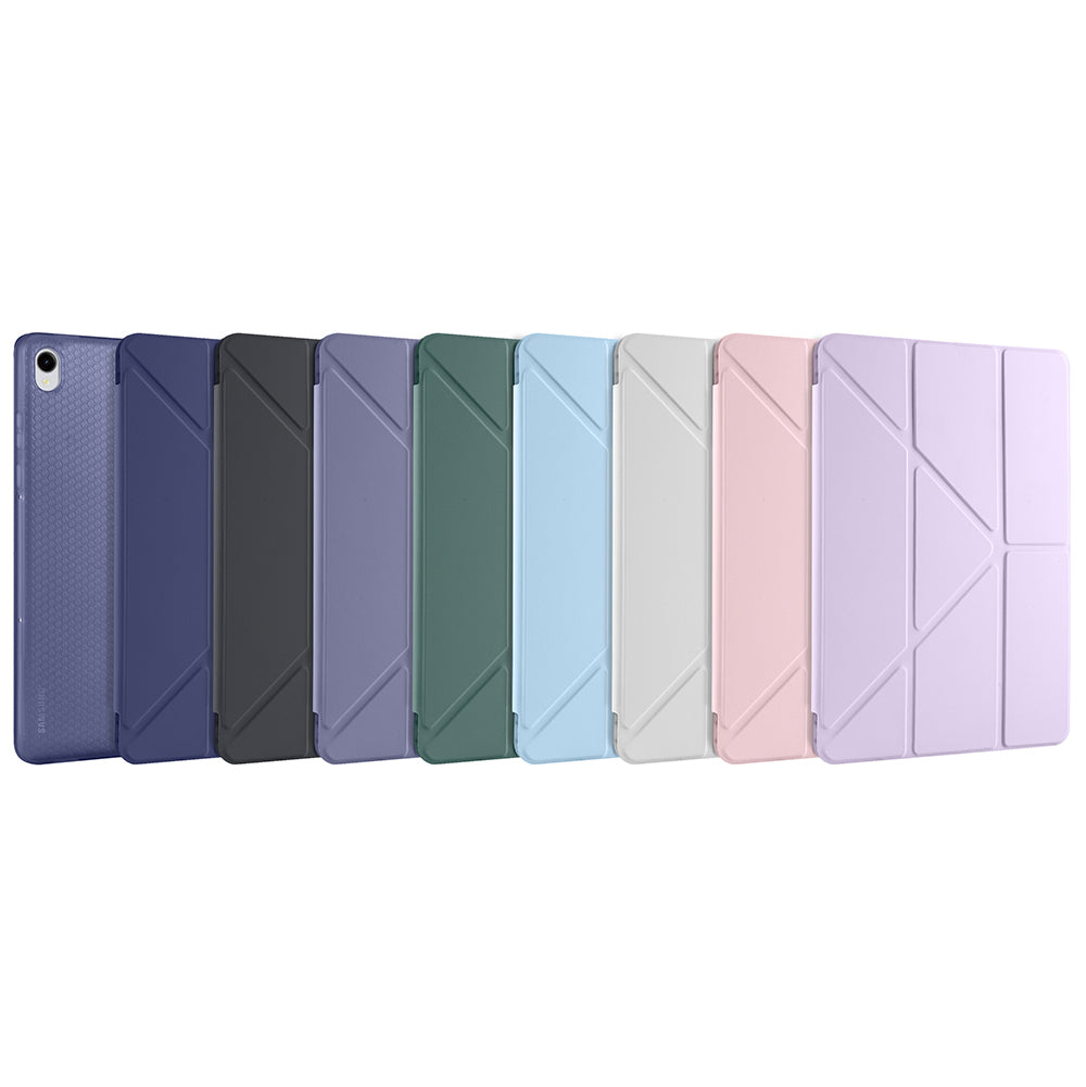Galaxy Tab S11 Kılıf Zore Tri Folding Kalem Bölmeli Standlı Kılıf Mavi