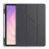 Galaxy Tab S11 Kılıf Zore Tri Folding Kalem Bölmeli Standlı Kılıf Gri