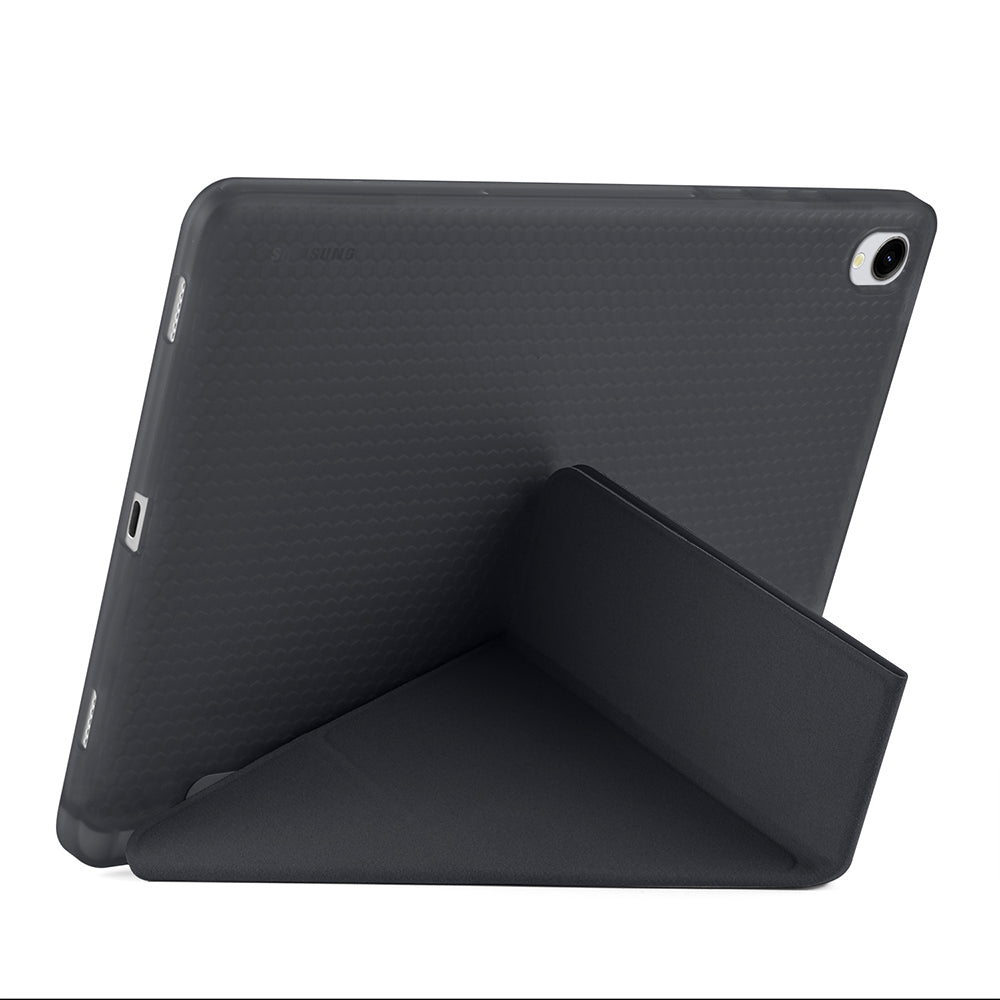 Galaxy Tab S11 Kılıf Zore Tri Folding Kalem Bölmeli Standlı Kılıf Gri