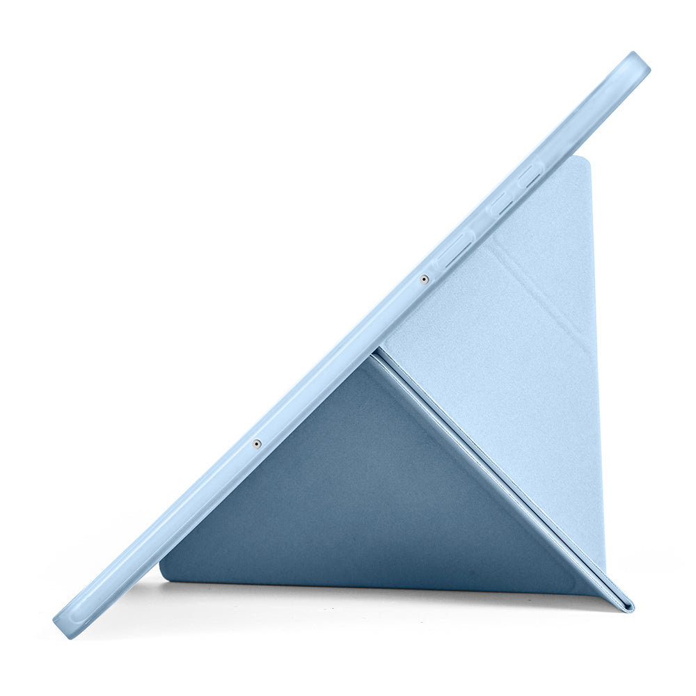 Galaxy Tab S11 Kılıf Zore Tri Folding Kalem Bölmeli Standlı Kılıf Mavi