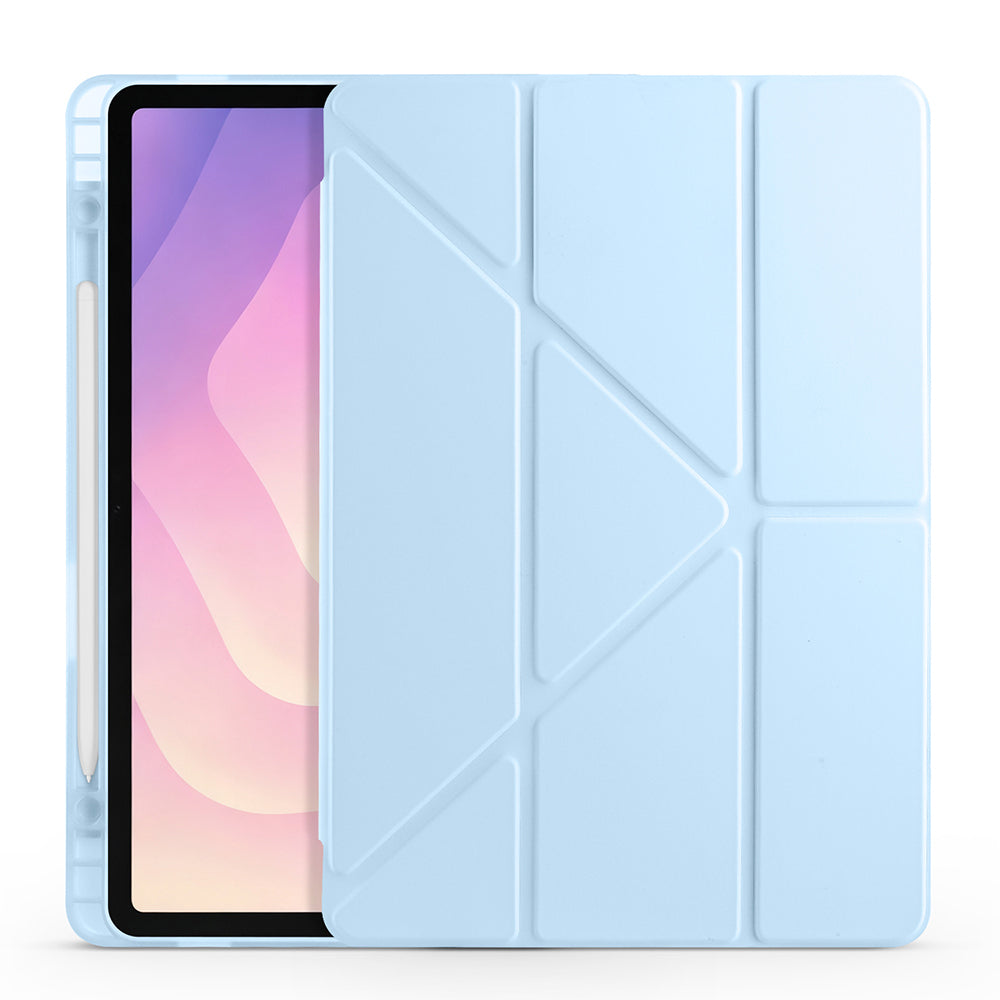 Galaxy Tab S11 Kılıf Zore Tri Folding Kalem Bölmeli Standlı Kılıf Gri