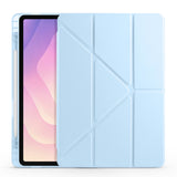 Galaxy Tab S11 Kılıf Zore Tri Folding Kalem Bölmeli Standlı Kılıf Mavi