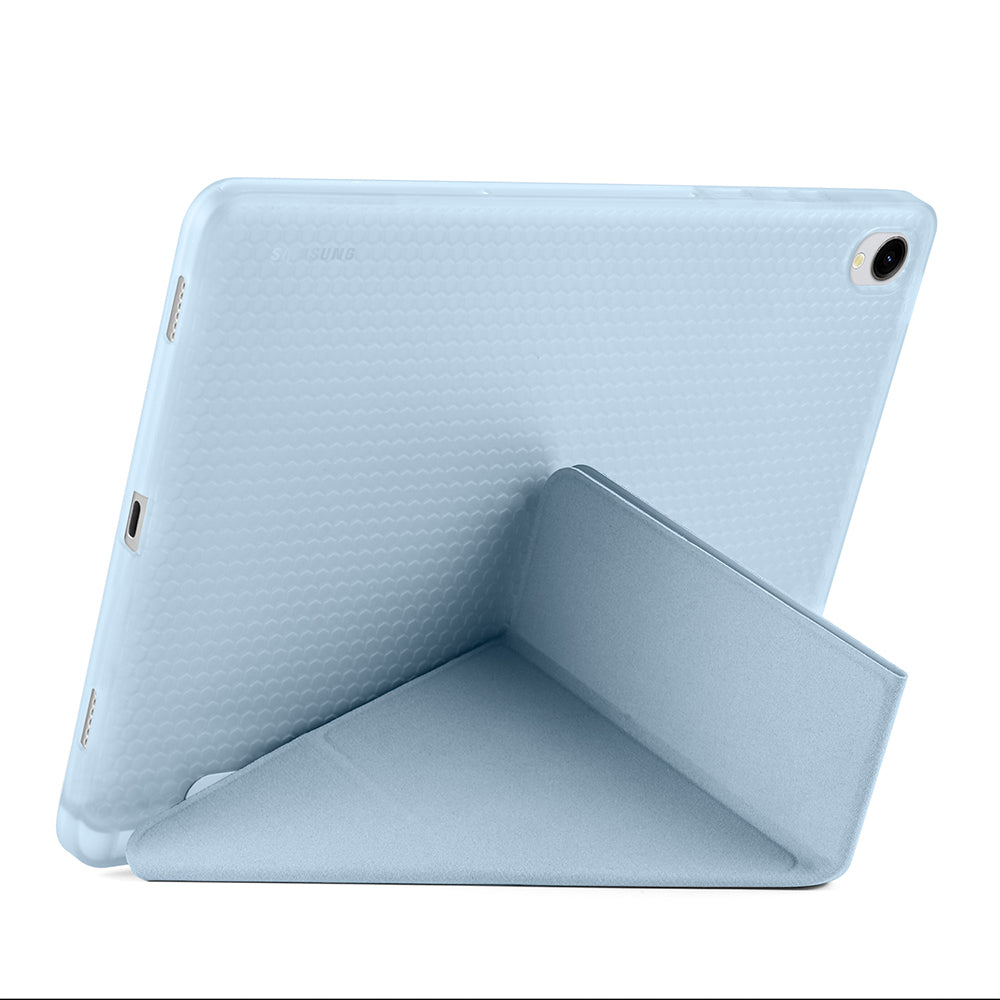 Galaxy Tab S11 Kılıf Zore Tri Folding Kalem Bölmeli Standlı Kılıf Gri