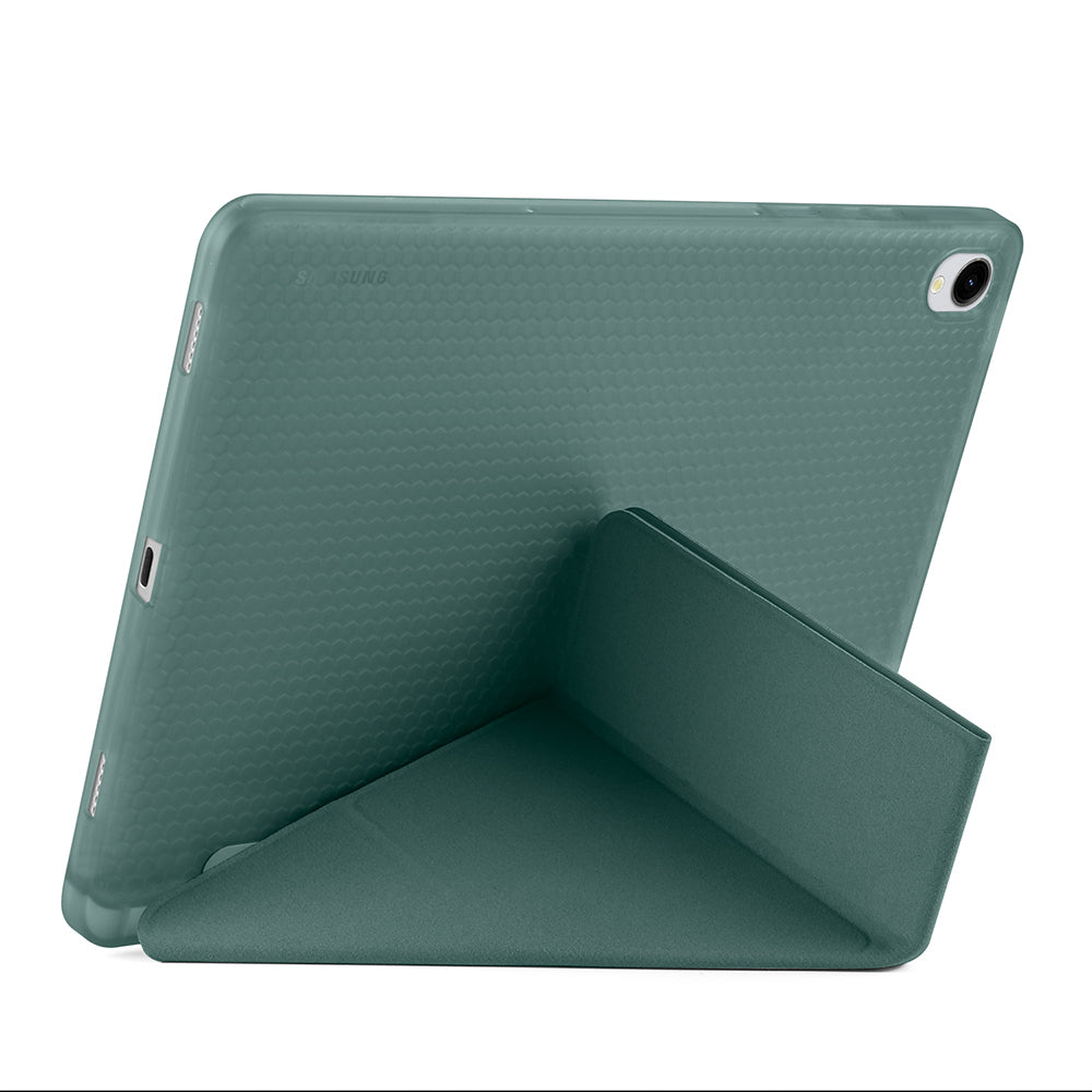 Galaxy Tab S11 Kılıf Zore Tri Folding Kalem Bölmeli Standlı Kılıf Gri