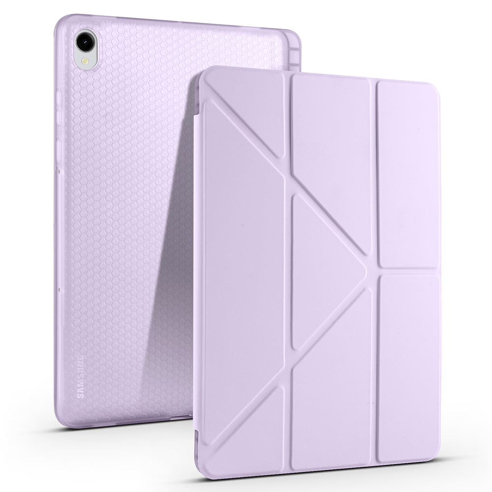 Galaxy Tab S11 Kılıf Zore Tri Folding Kalem Bölmeli Standlı Kılıf Mavi