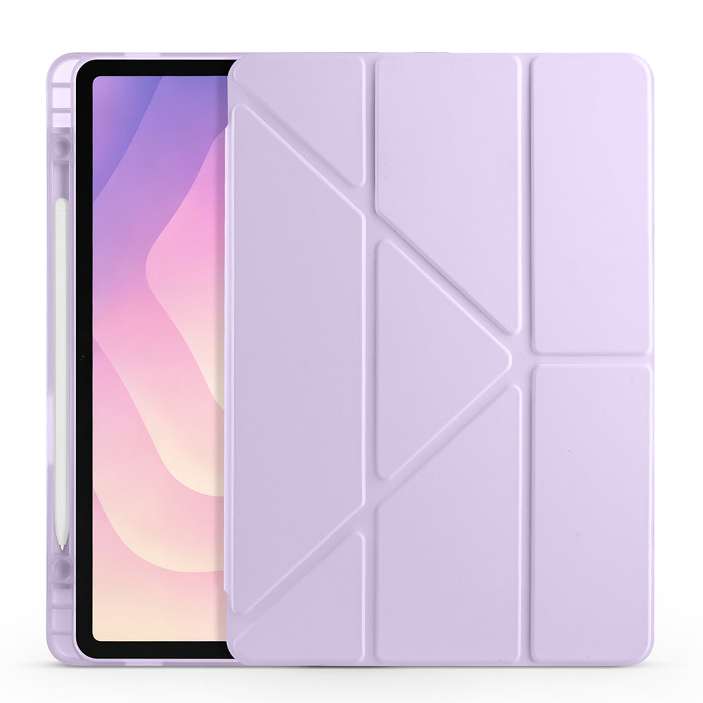 Galaxy Tab S11 Kılıf Zore Tri Folding Kalem Bölmeli Standlı Kılıf Gri