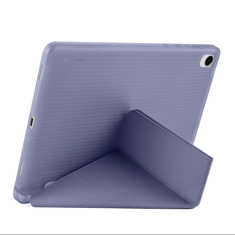 Galaxy Tab S11 Kılıf Zore Tri Folding Kalem Bölmeli Standlı Kılıf Gri
