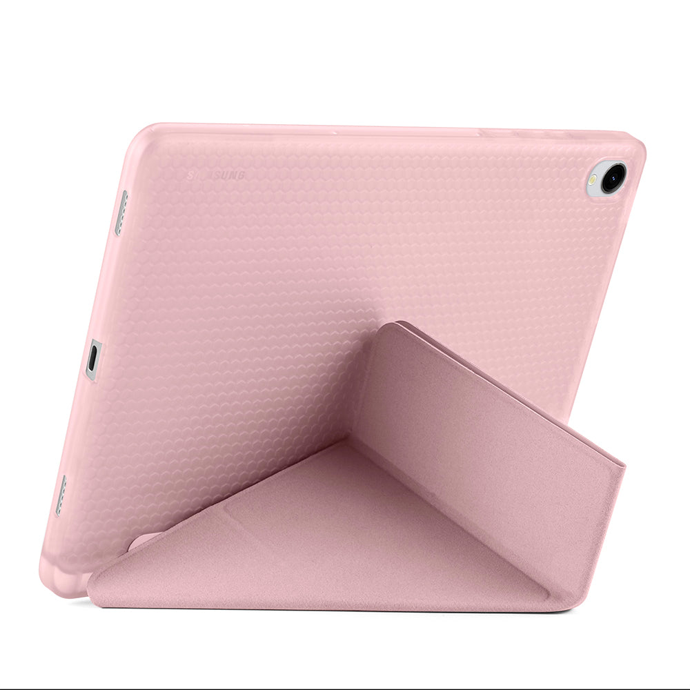 Galaxy Tab S11 Kılıf Zore Tri Folding Kalem Bölmeli Standlı Kılıf Gri