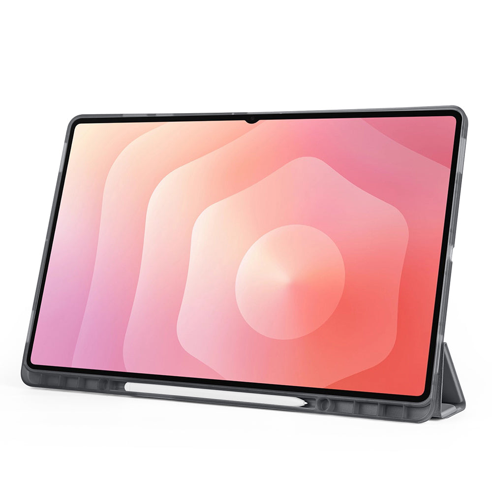 Galaxy Tab S11 Ultra Kılıf Zore Tri Folding Kalem Bölmeli Standlı Kılıf Gri