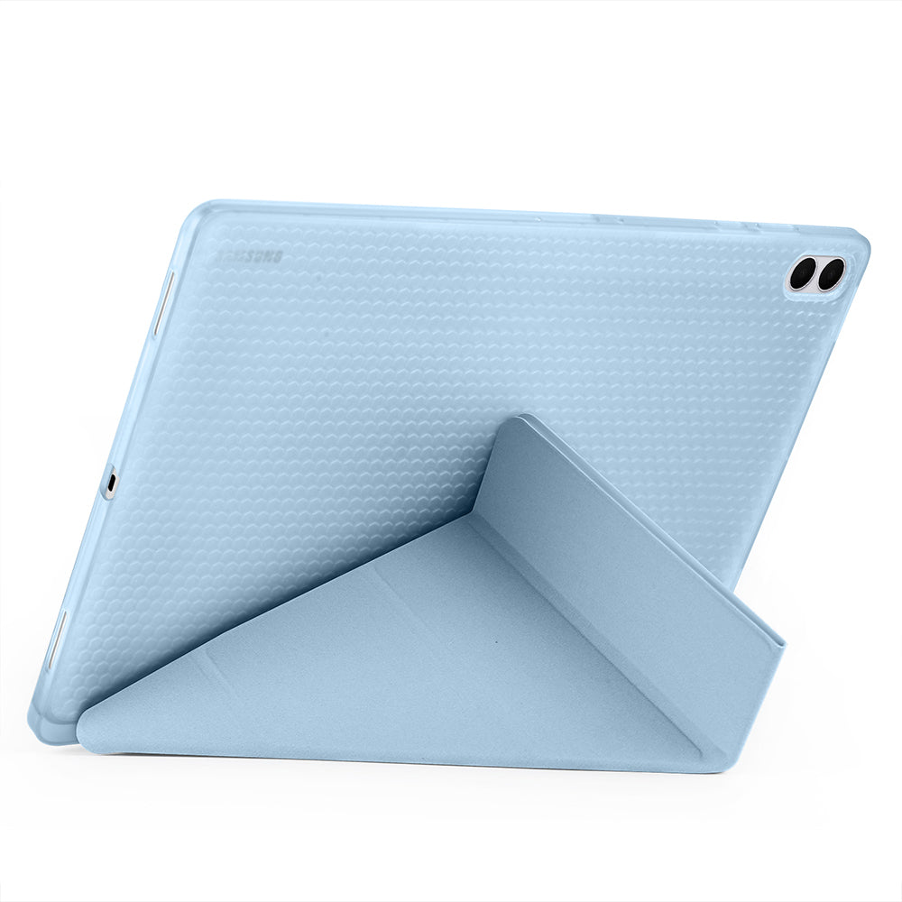 Galaxy Tab S11 Ultra Kılıf Zore Tri Folding Kalem Bölmeli Standlı Kılıf Mavi