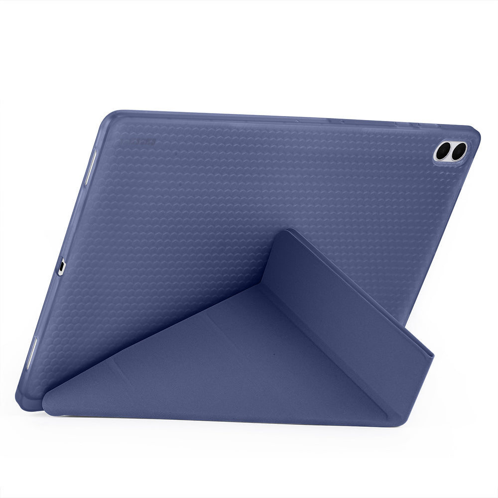 Galaxy Tab S11 Ultra Kılıf Tri Folding Kalem Bölmeli Standlı Kılıf Gri