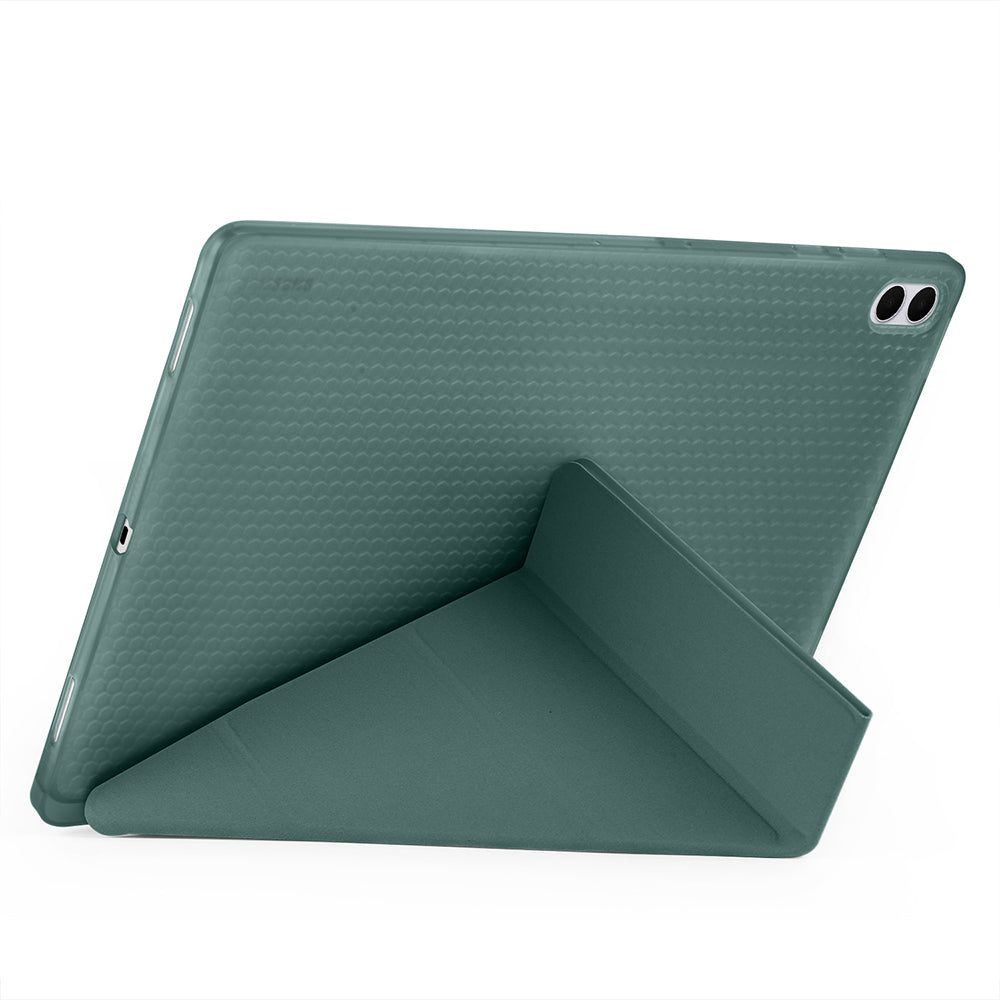 Galaxy Tab S11 Ultra Kılıf Tri Folding Kalem Bölmeli Standlı Kılıf Gri