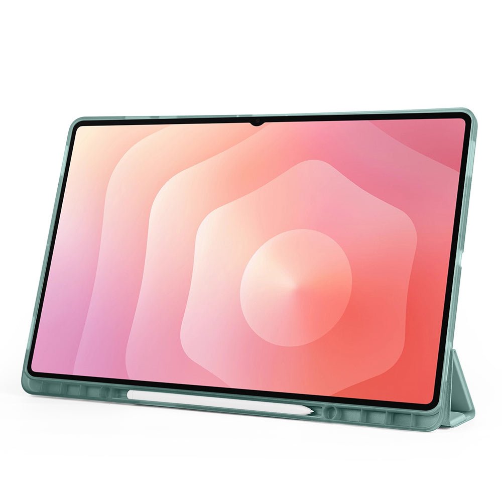 Galaxy Tab S11 Ultra Kılıf Tri Folding Kalem Bölmeli Standlı Kılıf Gri