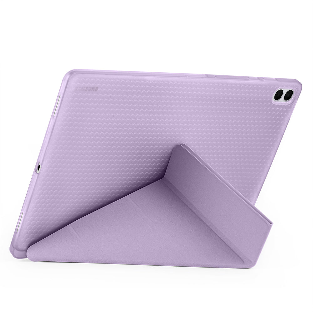 Galaxy Tab S11 Ultra Kılıf Zore Tri Folding Kalem Bölmeli Standlı Kılıf Lila