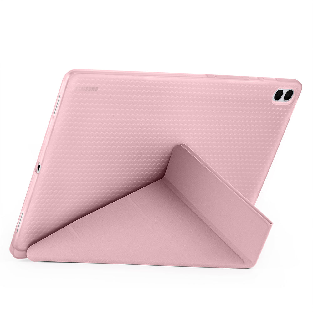 Galaxy Tab S11 Ultra Kılıf Tri Folding Kalem Bölmeli Standlı Kılıf Gri
