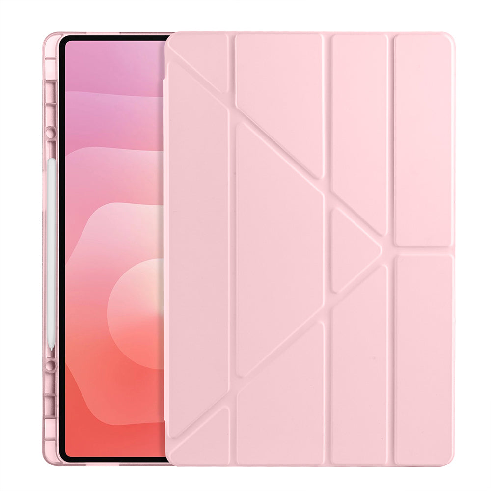 Galaxy Tab S11 Ultra Kılıf Tri Folding Kalem Bölmeli Standlı Kılıf Gri