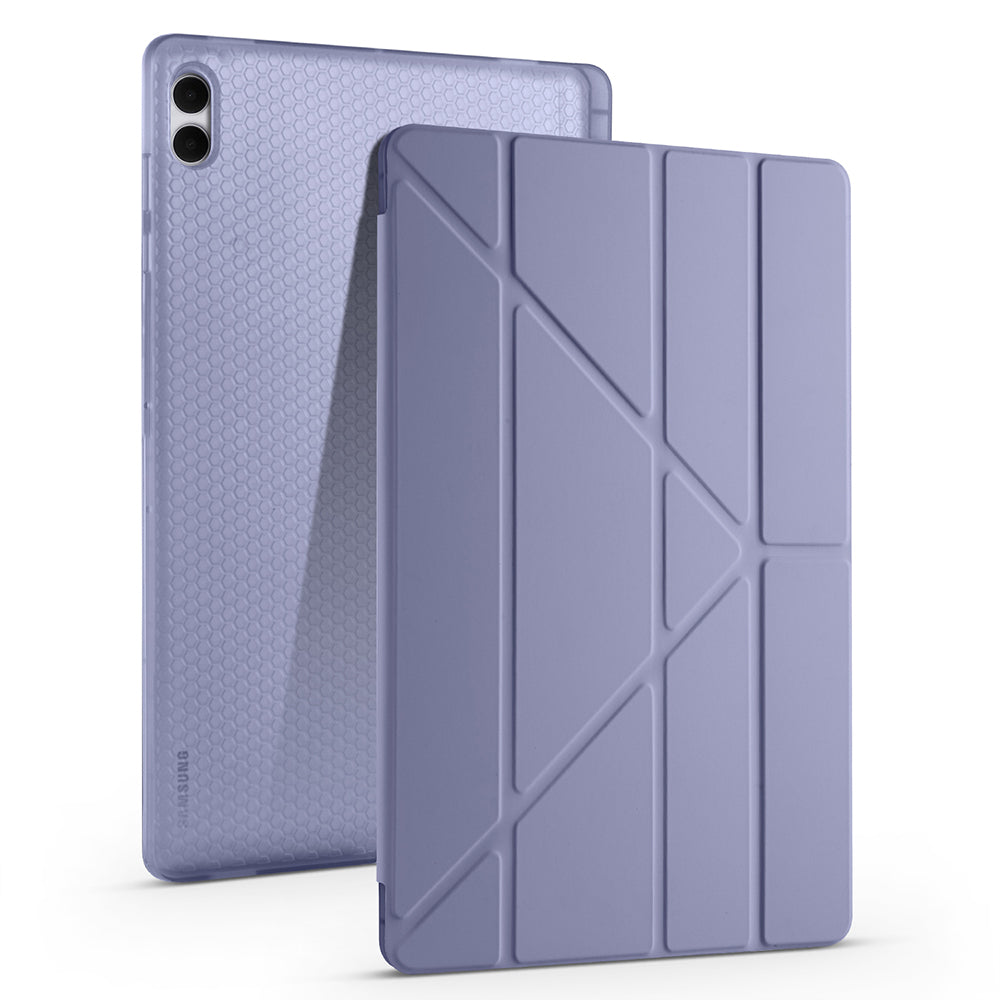 Galaxy Tab S11 Ultra Kılıf Zore Tri Folding Kalem Bölmeli Standlı Kılıf Mor