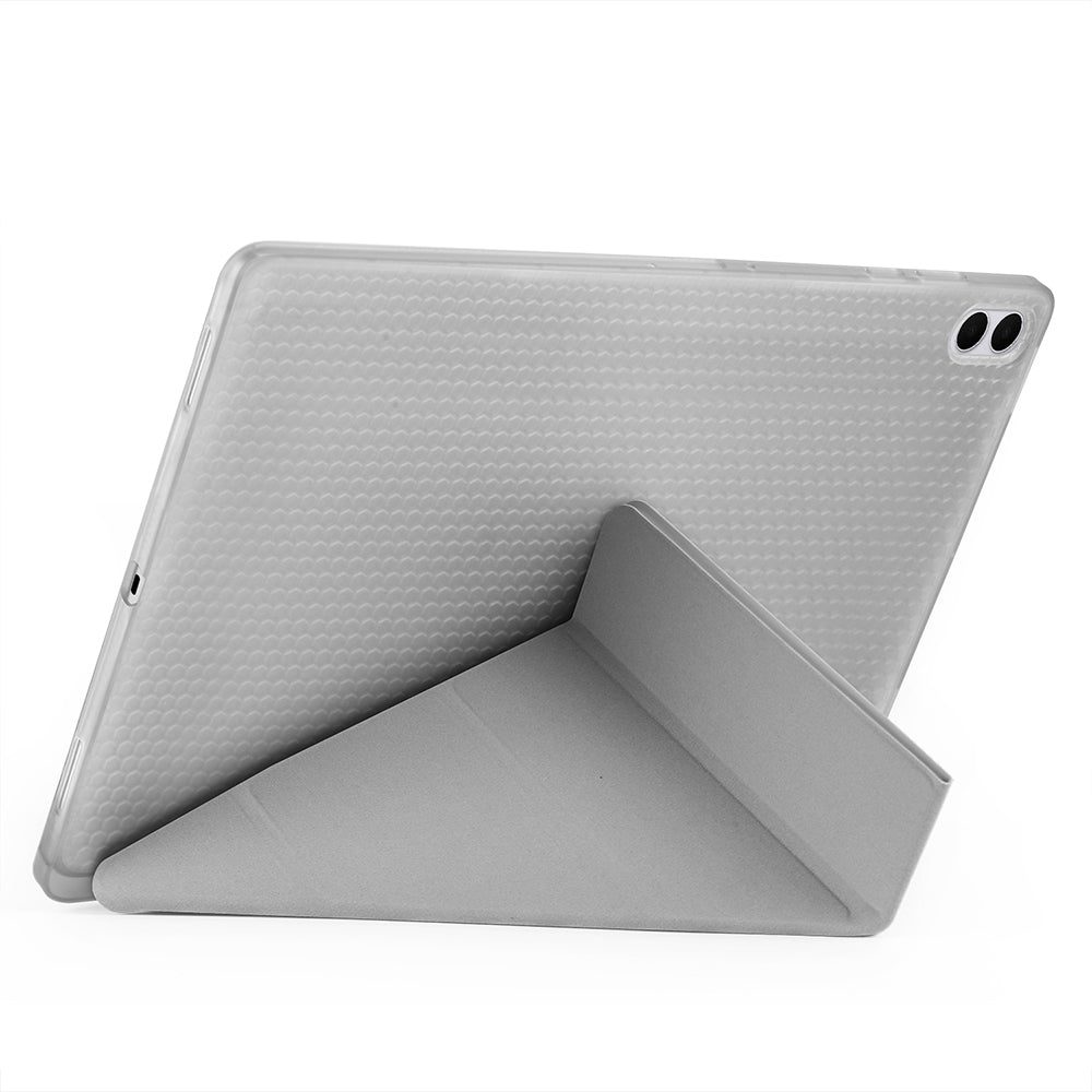 Galaxy Tab S11 Ultra Kılıf Tri Folding Kalem Bölmeli Standlı Kılıf Gri