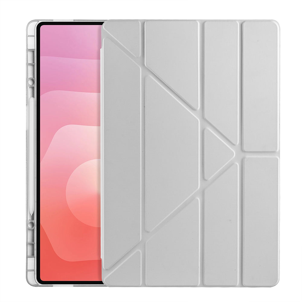 Galaxy Tab S11 Ultra Kılıf Zore Tri Folding Kalem Bölmeli Standlı Kılıf Gri