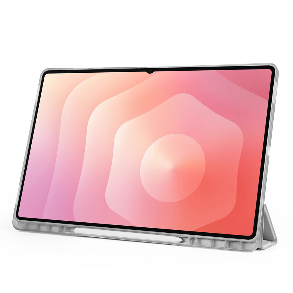 Galaxy Tab S11 Ultra Kılıf Tri Folding Kalem Bölmeli Standlı Kılıf Gri