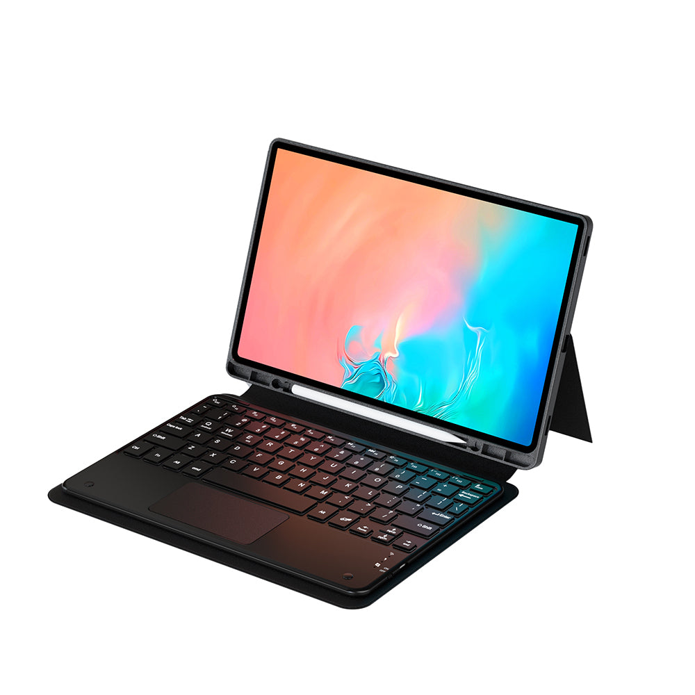 Galaxy Tab S11 Ultra Zore Border Keyboard Bluetooh Bağlantılı Standlı Klavyeli Tablet Kılıfı Siyah