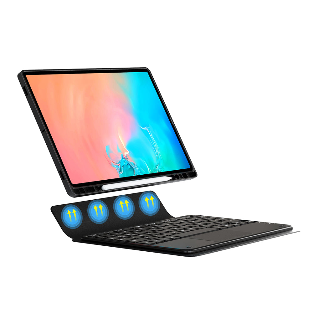 Galaxy Tab S11 Ultra Zore Border Keyboard Bluetooh Bağlantılı Standlı Klavyeli Tablet Kılıfı Siyah
