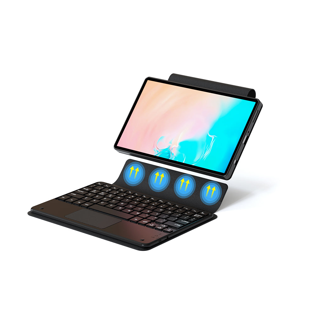 Galaxy Tab S11 Zore Border Keyboard Bluetooh Bağlantılı Standlı Klavyeli Tablet Kılıfı Siyah