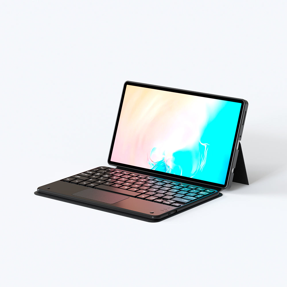 Galaxy Tab S11 Zore Border Keyboard Bluetooh Bağlantılı Standlı Klavyeli Tablet Kılıfı Siyah