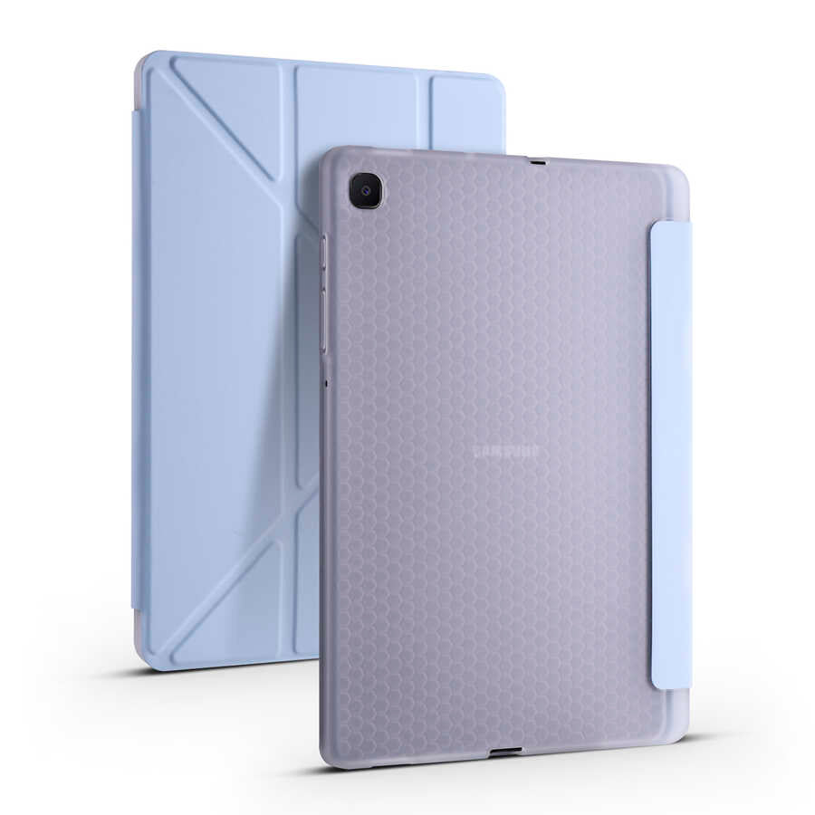 Galaxy Tab S6 Lite P610 Kılıf Zore Tri Folding Kalem Bölmeli Standlı Kılıf Açık Yeşil
