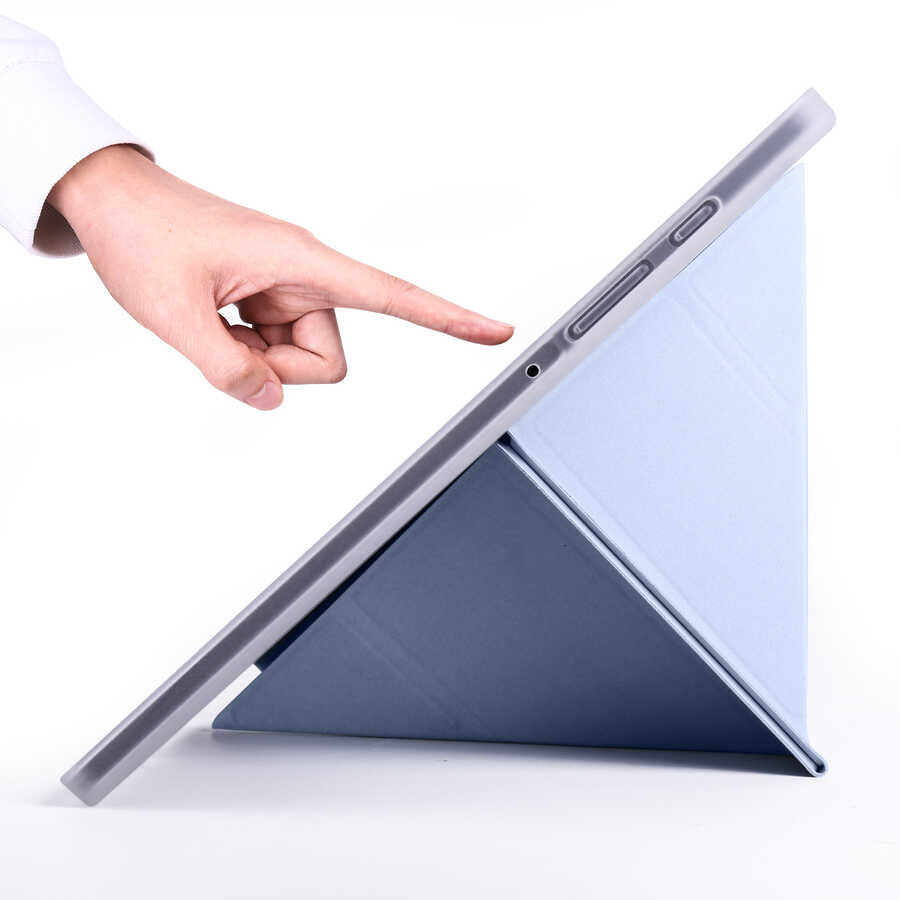 Galaxy Tab S6 Lite P610 Kılıf Zore Tri Folding Kalem Bölmeli Standlı Kılıf Açık Yeşil