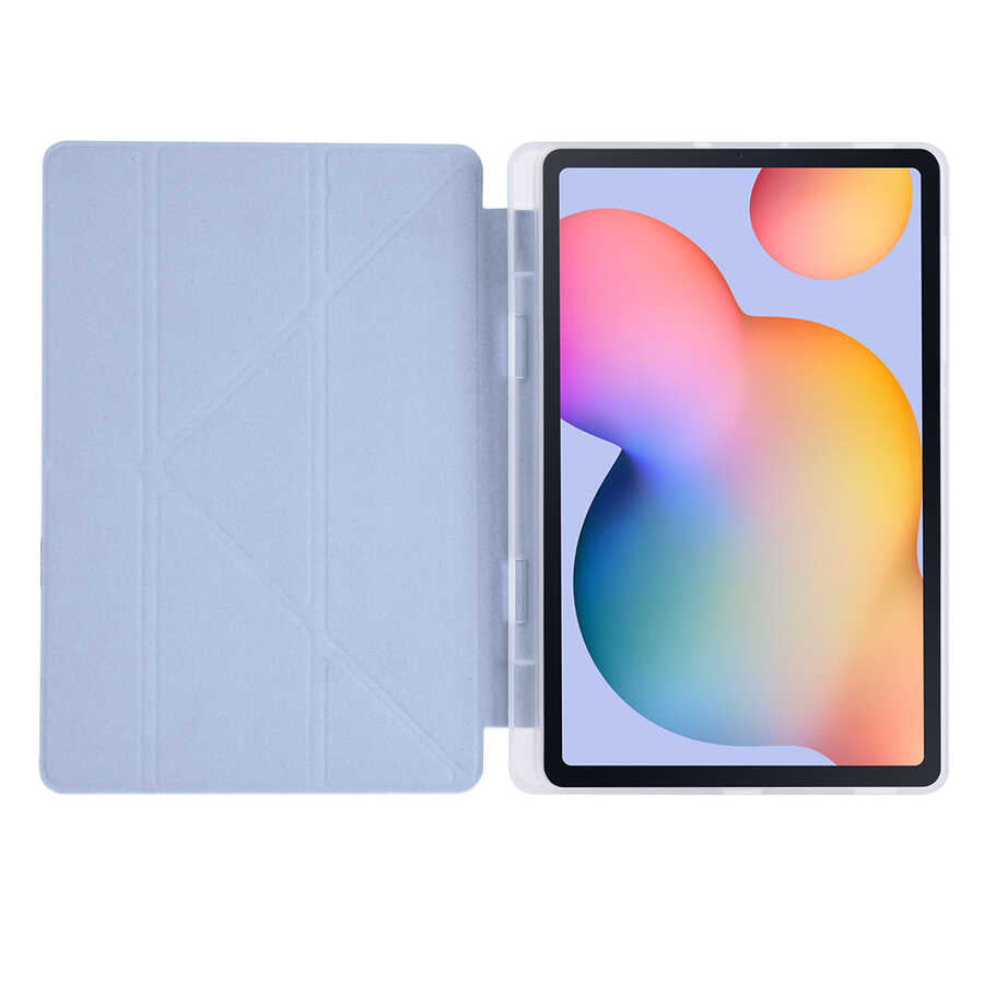 Galaxy Tab S6 Lite P610 Kılıf Zore Tri Folding Kalem Bölmeli Standlı Kılıf Açık Yeşil