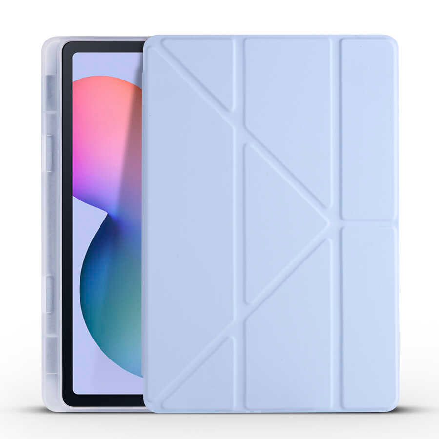 Galaxy Tab S6 Lite P610 Kılıf Zore Tri Folding Kalem Bölmeli Standlı Kılıf Lacivert