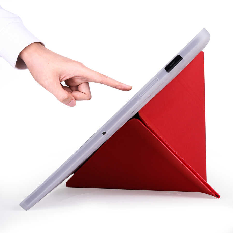 Galaxy Tab S7 Plus T970 Kılıf Zore Tri Folding Kalem Bölmeli Standlı Kılıf Siyah