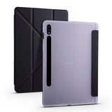 Galaxy Tab S7 Plus T970 Kılıf Zore Tri Folding Kalem Bölmeli Standlı Kılıf Siyah