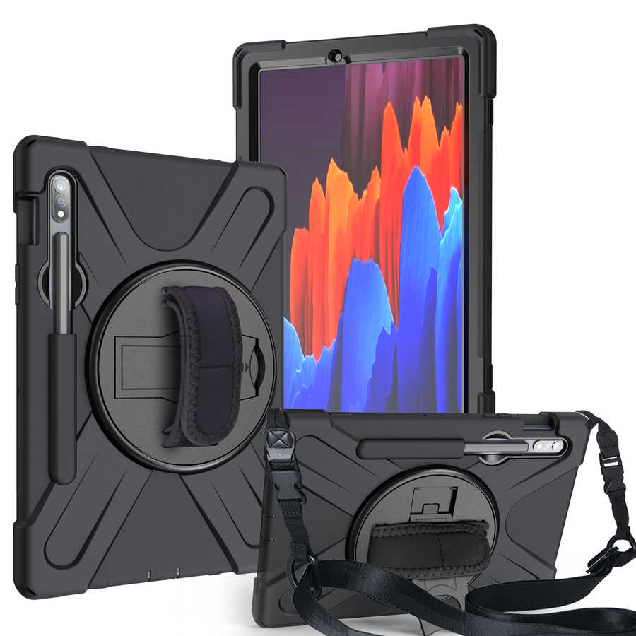Galaxy Tab S7 T870 Kılıf Zore Defender Tablet Silikon Siyah