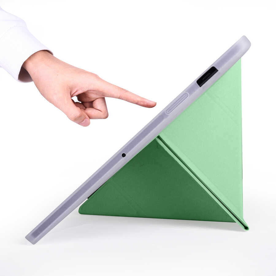Galaxy Tab S7 T870 Kılıf Zore Tri Folding Kalem Bölmeli Standlı Kılıf Açık Yeşil