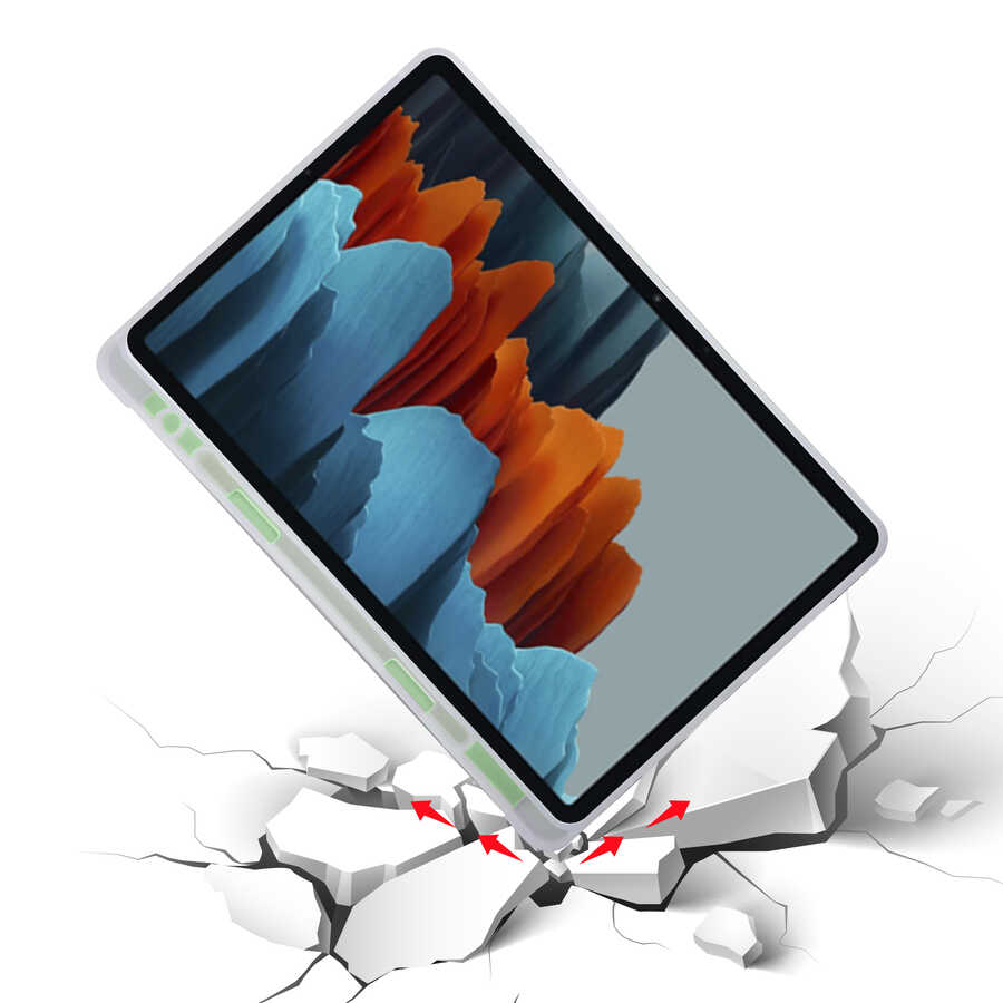 Galaxy Tab S7 T870 Kılıf Zore Tri Folding Kalem Bölmeli Standlı Kılıf Mor