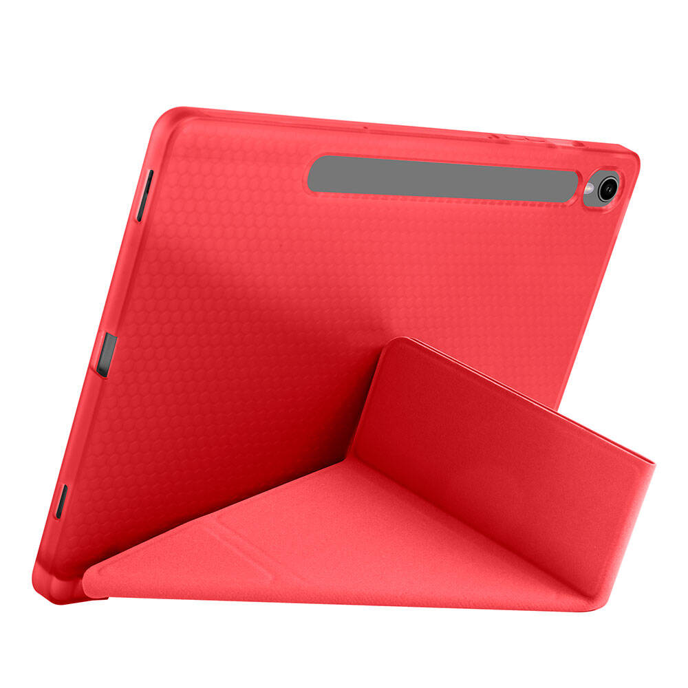 Galaxy Tab S9 FE Kılıf Zore Tri Folding Kalem Bölmeli Standlı Kılıf Siyah