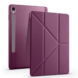 Galaxy Tab S9 FE Kılıf Zore Tri Folding Kalem Bölmeli Standlı Kılıf Mürdüm