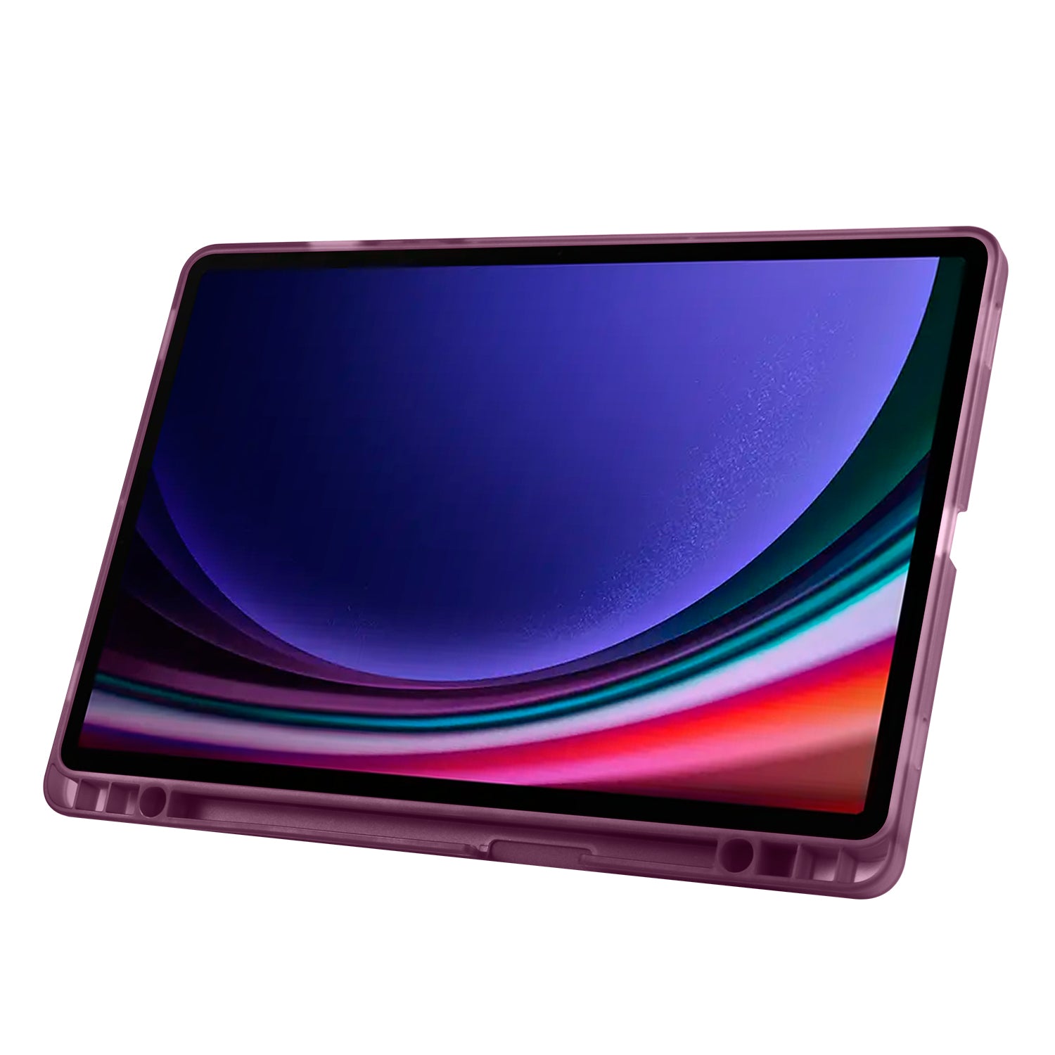 Galaxy Tab S9 FE Kılıf Zore Tri Folding Kalem Bölmeli Standlı Kılıf Mürdüm