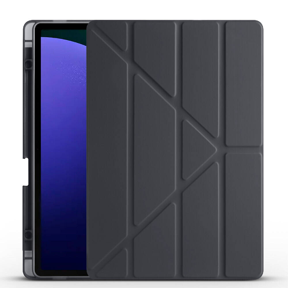 Galaxy Tab S9 FE Plus Kılıf Zore Tri Folding Kalem Bölmeli Standlı Kılıf Kırmızı