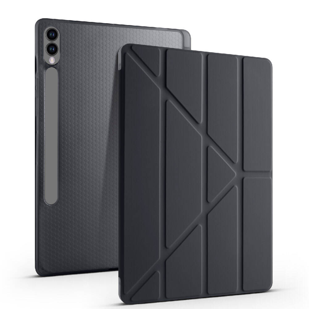 Galaxy Tab S9 FE Plus Kılıf Zore Tri Folding Kalem Bölmeli Standlı Kılıf Mor