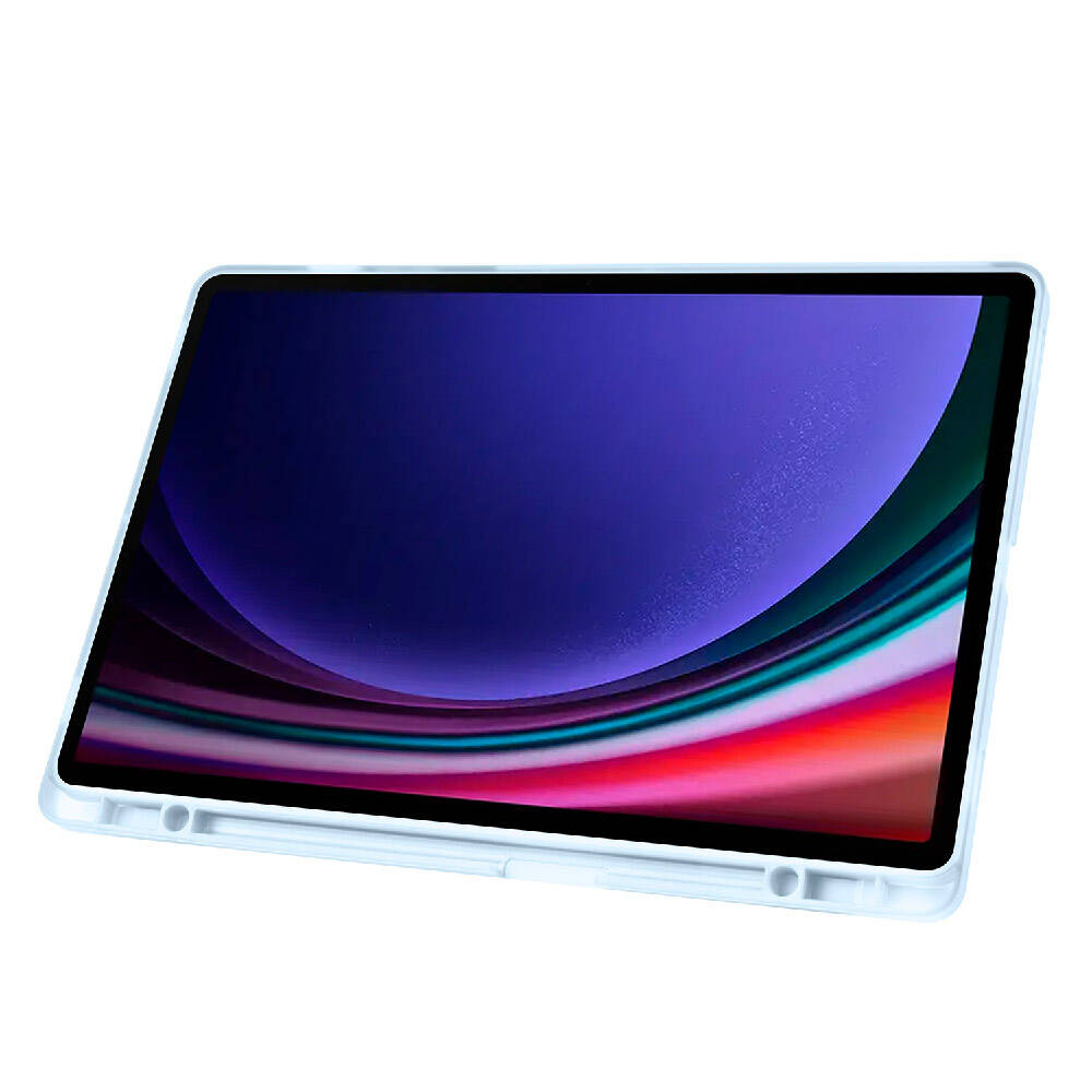 Galaxy Tab S9 FE Plus Kılıf Zore Tri Folding Kalem Bölmeli Standlı Kılıf Mor