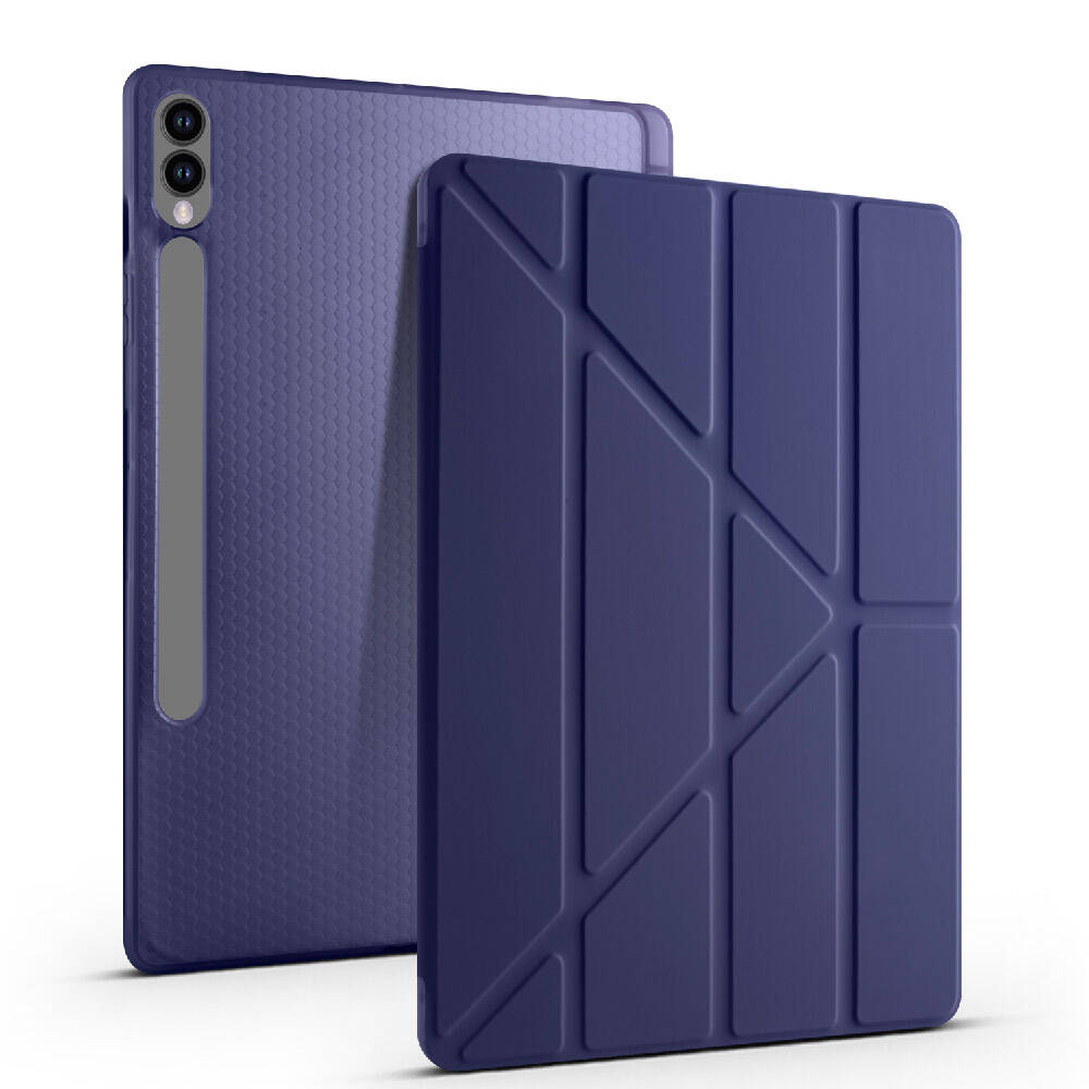 Galaxy Tab S9 FE Plus Kılıf Zore Tri Folding Kalem Bölmeli Standlı Kılıf Mor