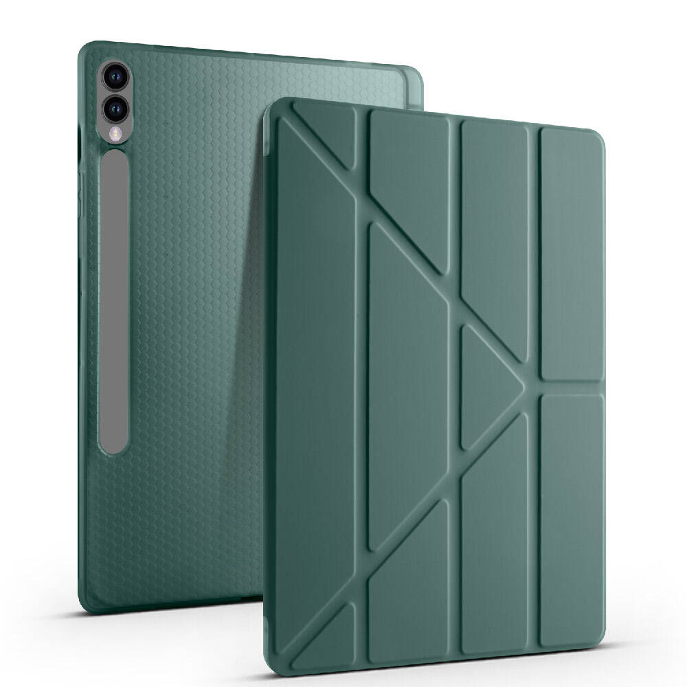 Galaxy Tab S9 FE Plus Kılıf Zore Tri Folding Kalem Bölmeli Standlı Kılıf Mor
