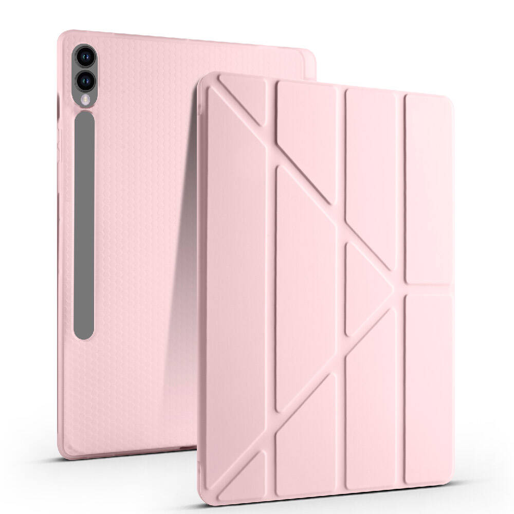 Galaxy Tab S9 FE Plus Kılıf Zore Tri Folding Kalem Bölmeli Standlı Kılıf Mor
