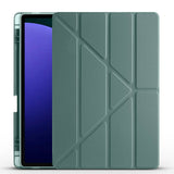 Galaxy Tab S9 FE Plus Kılıf Zore Tri Folding Kalem Bölmeli Standlı Kılıf Koyu Yeşil